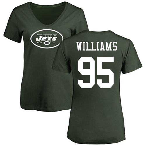 New York Jets Green Women Quinnen Williams Name and Number Logo NFL Football #95 T Shirt->women nfl jersey->Women Jersey